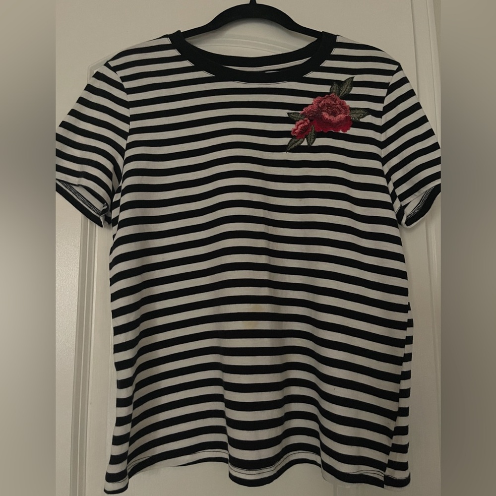 Who What Wear Black and White Striped Top Size L